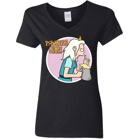 T-Shirts Black / S Princess Girl Women's V-Neck T-Shirt