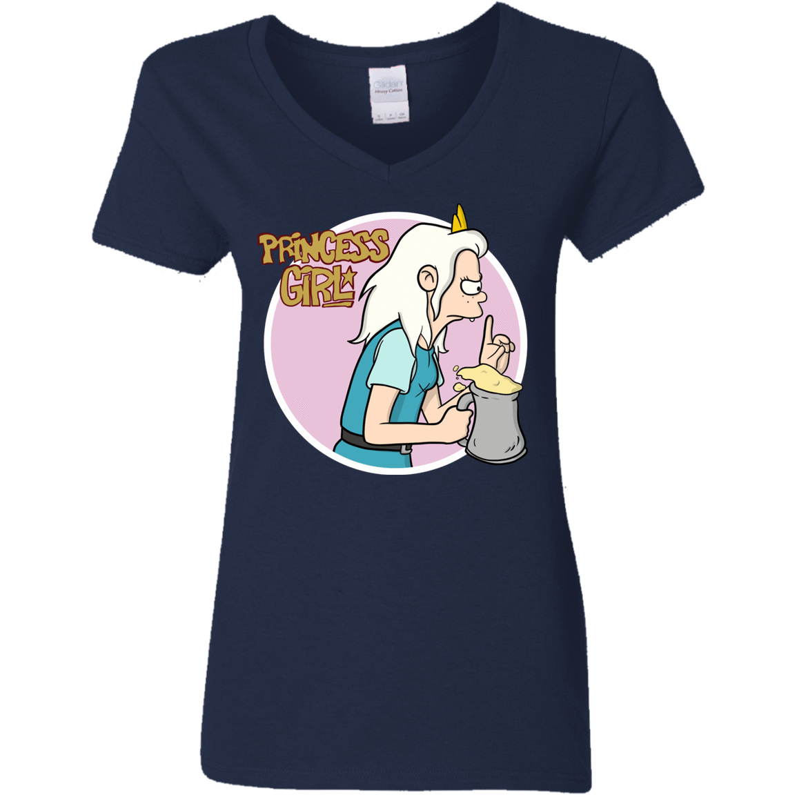 T-Shirts Navy / S Princess Girl Women's V-Neck T-Shirt