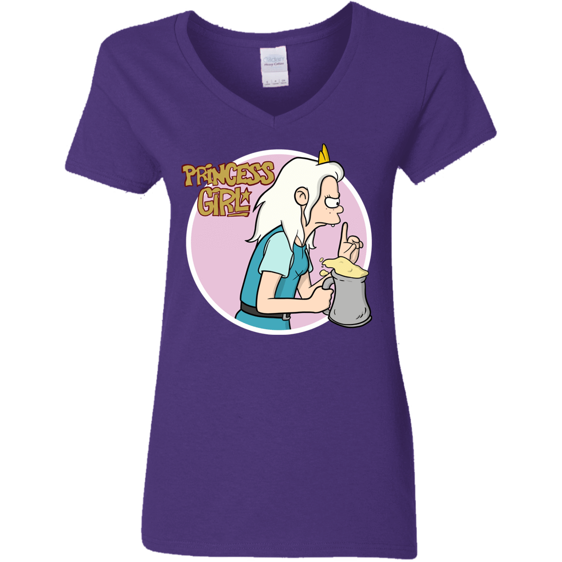 T-Shirts Purple / S Princess Girl Women's V-Neck T-Shirt