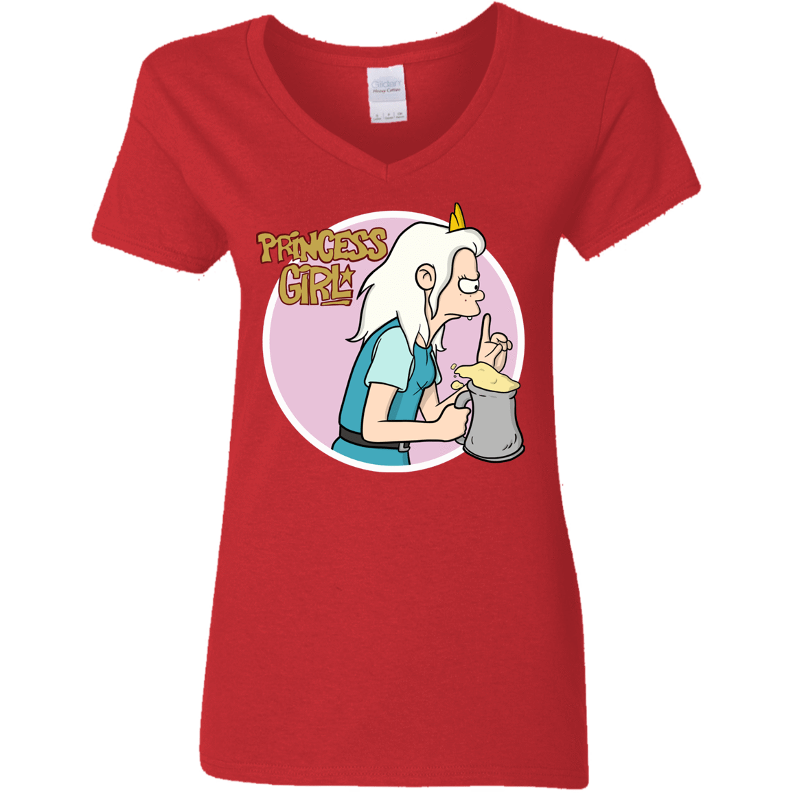 T-Shirts Red / S Princess Girl Women's V-Neck T-Shirt