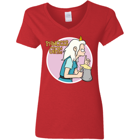 T-Shirts Red / S Princess Girl Women's V-Neck T-Shirt