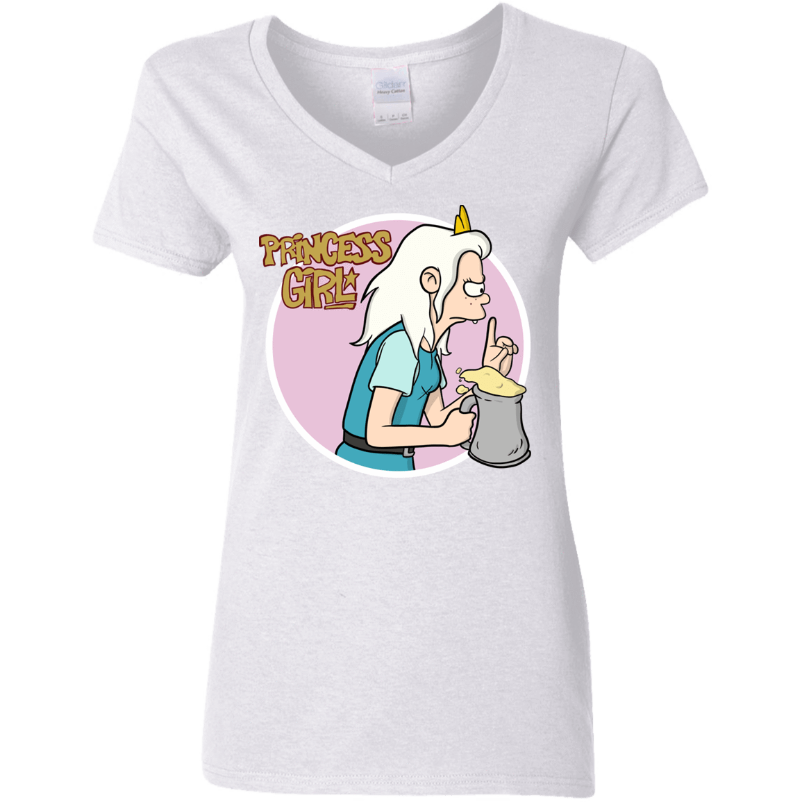 T-Shirts White / S Princess Girl Women's V-Neck T-Shirt