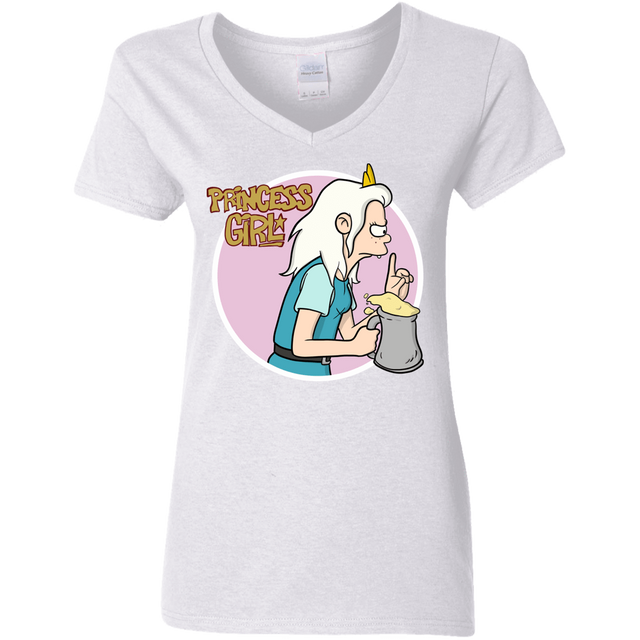 T-Shirts White / S Princess Girl Women's V-Neck T-Shirt