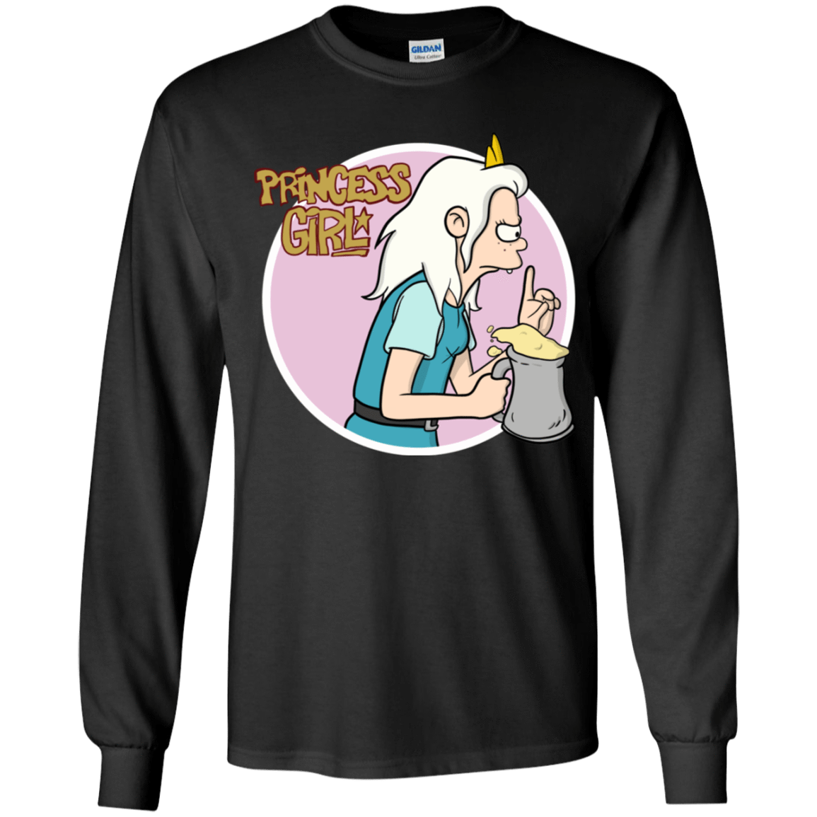 T-Shirts Black / YS Princess Girl Youth Long Sleeve T-Shirt