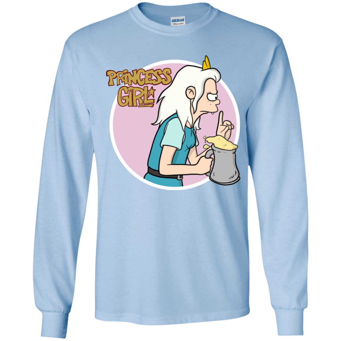 T-Shirts Light Blue / YS Princess Girl Youth Long Sleeve T-Shirt