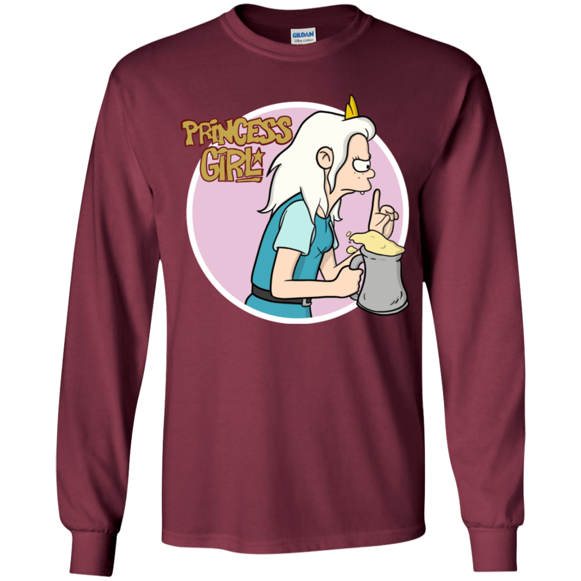 T-Shirts Maroon / YS Princess Girl Youth Long Sleeve T-Shirt