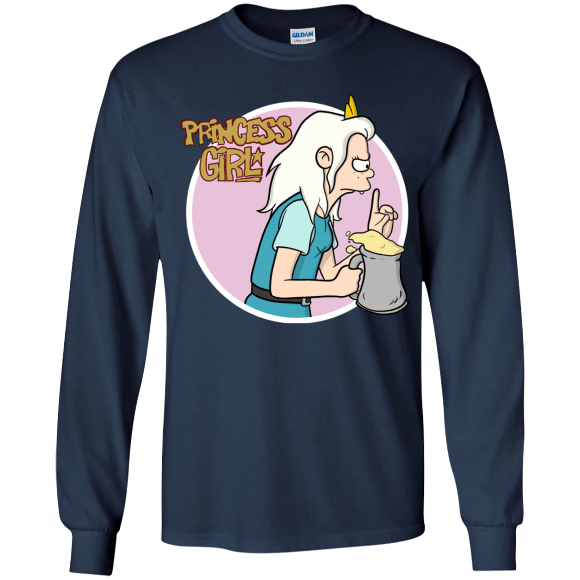 T-Shirts Navy / YS Princess Girl Youth Long Sleeve T-Shirt