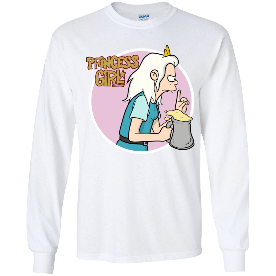 T-Shirts White / YS Princess Girl Youth Long Sleeve T-Shirt