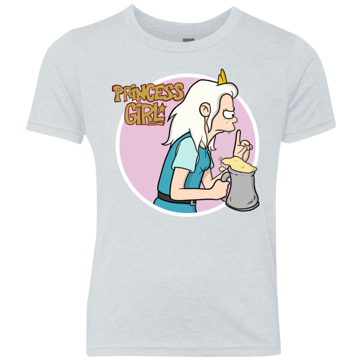 T-Shirts Heather White / YXS Princess Girl Youth Triblend T-Shirt