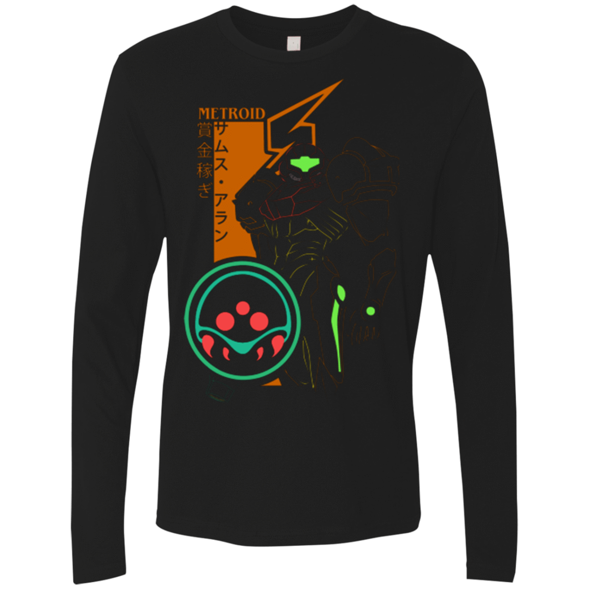 T-Shirts Black / Small Profile-METROID Men's Premium Long Sleeve