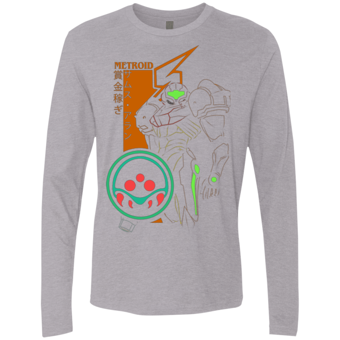 T-Shirts Heather Grey / Small Profile-METROID Men's Premium Long Sleeve