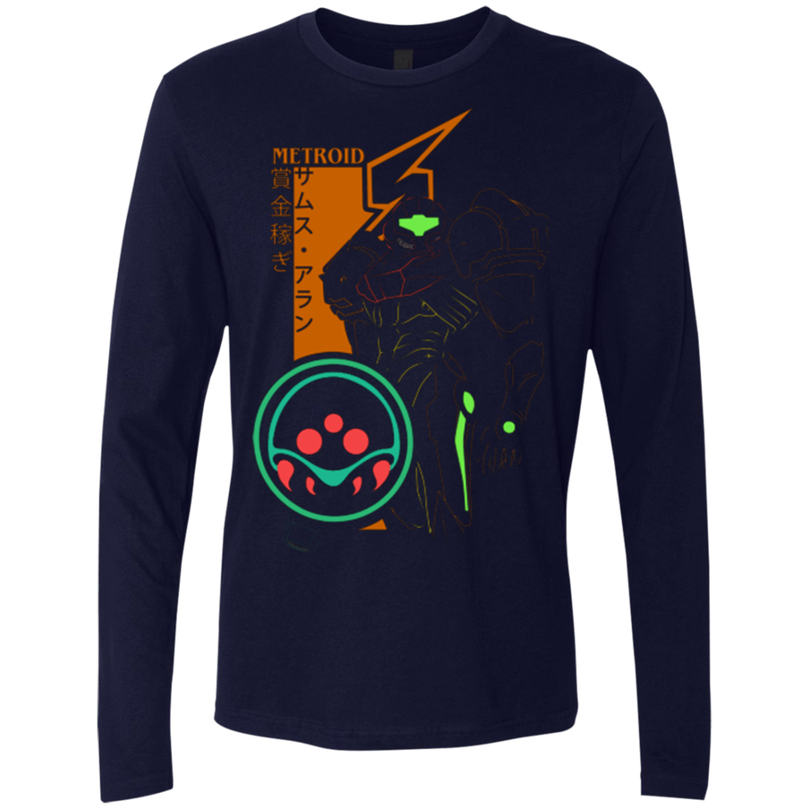 T-Shirts Midnight Navy / Small Profile-METROID Men's Premium Long Sleeve