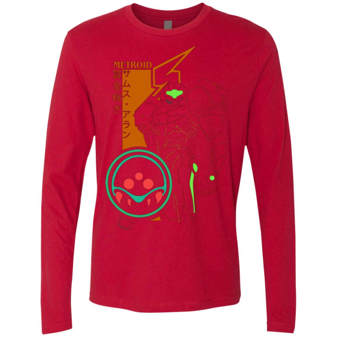 T-Shirts Red / Small Profile-METROID Men's Premium Long Sleeve