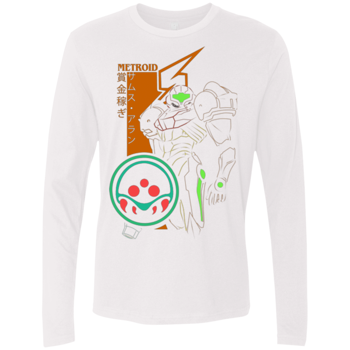 T-Shirts White / Small Profile-METROID Men's Premium Long Sleeve