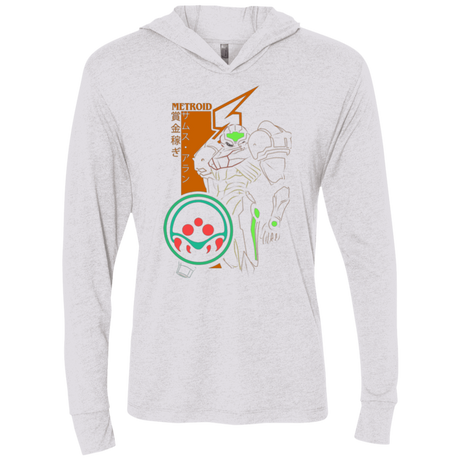 T-Shirts Heather White / X-Small Profile-METROID Triblend Long Sleeve Hoodie Tee