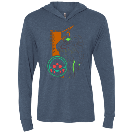 T-Shirts Indigo / X-Small Profile-METROID Triblend Long Sleeve Hoodie Tee