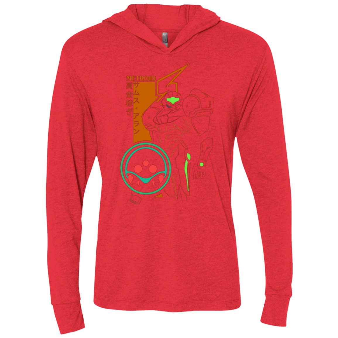 T-Shirts Vintage Red / X-Small Profile-METROID Triblend Long Sleeve Hoodie Tee