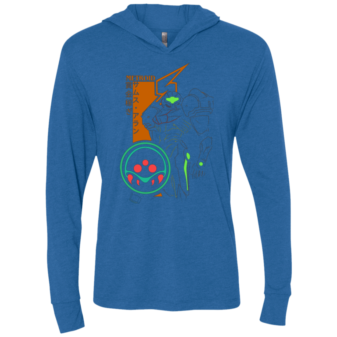 T-Shirts Vintage Royal / X-Small Profile-METROID Triblend Long Sleeve Hoodie Tee