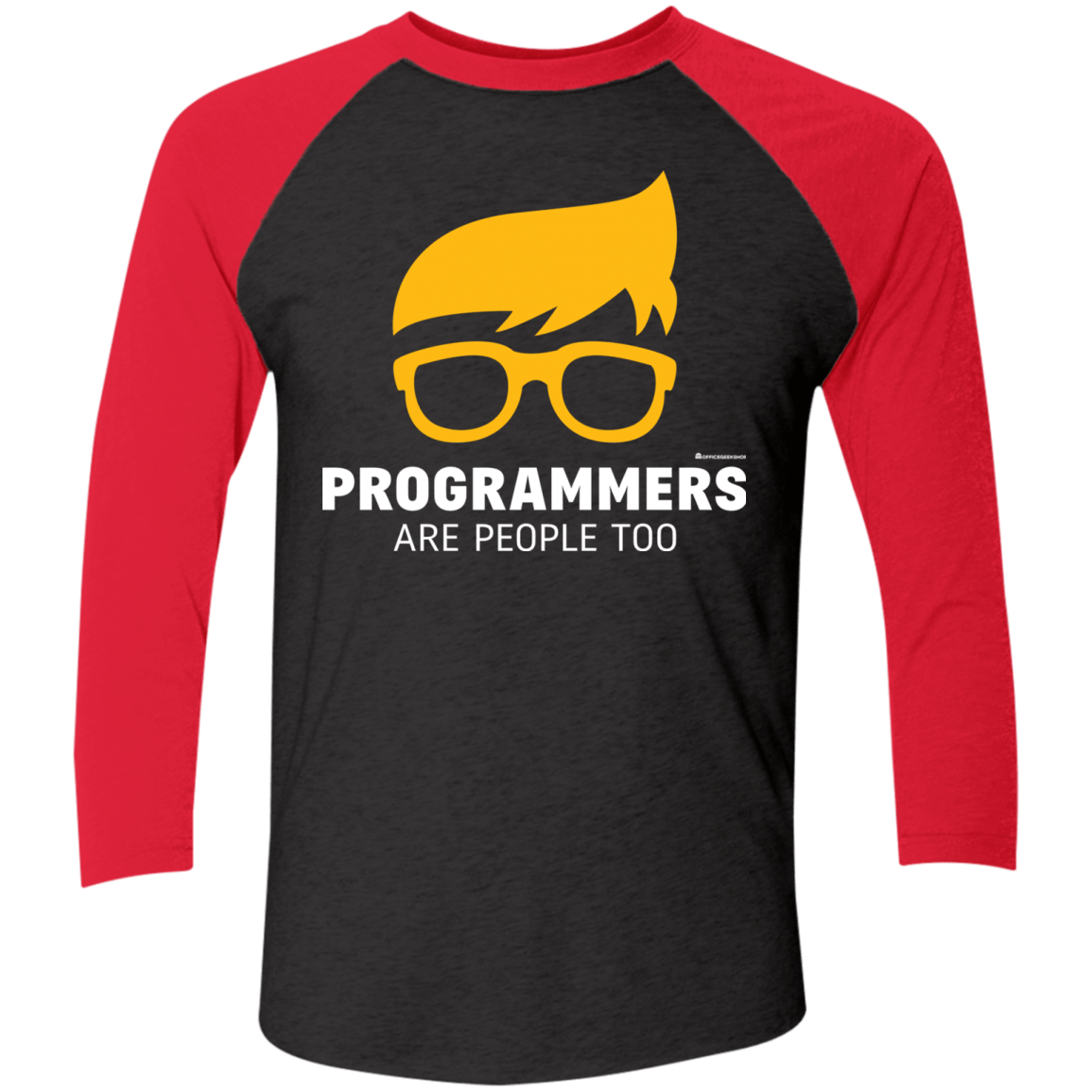 T-Shirts Vintage Black/Vintage Red / X-Small Programmers Are People Too Men's Triblend 3/4 Sleeve