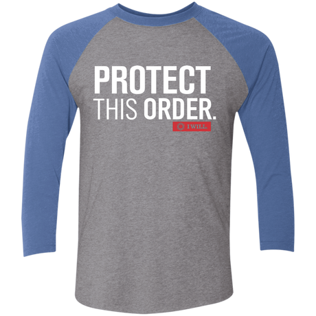 T-Shirts Premium Heather/ Vintage Royal / X-Small Protect This Order Men's Triblend 3/4 Sleeve