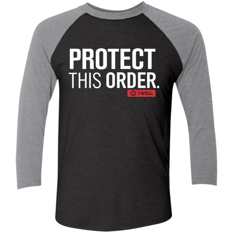 T-Shirts Vintage Black/Premium Heather / X-Small Protect This Order Men's Triblend 3/4 Sleeve