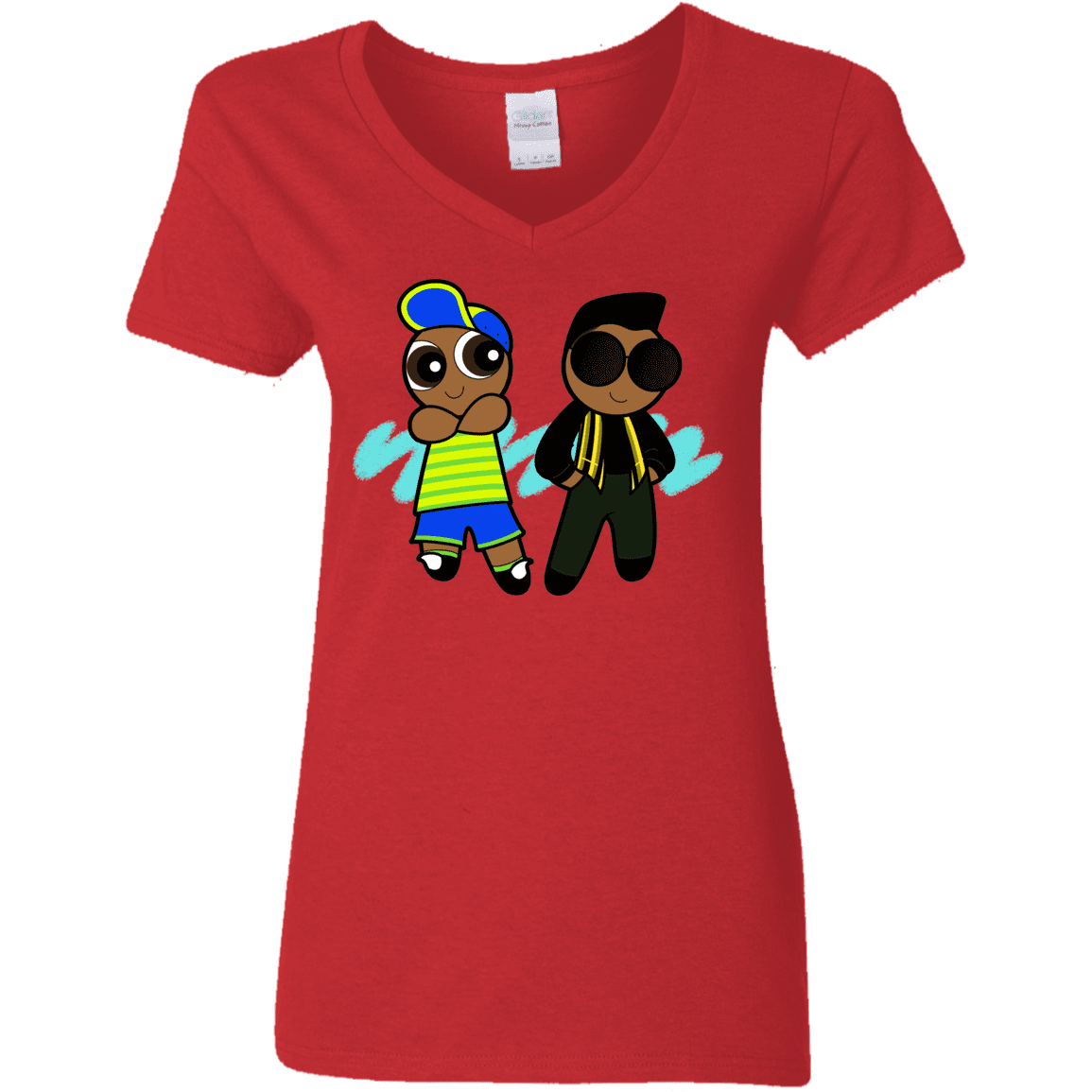 T-Shirts Red / S Puff Prince Women's V-Neck T-Shirt