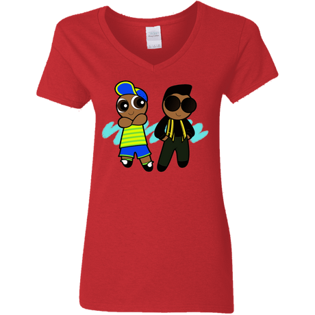 T-Shirts Red / S Puff Prince Women's V-Neck T-Shirt