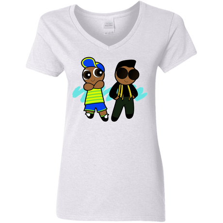 T-Shirts White / S Puff Prince Women's V-Neck T-Shirt