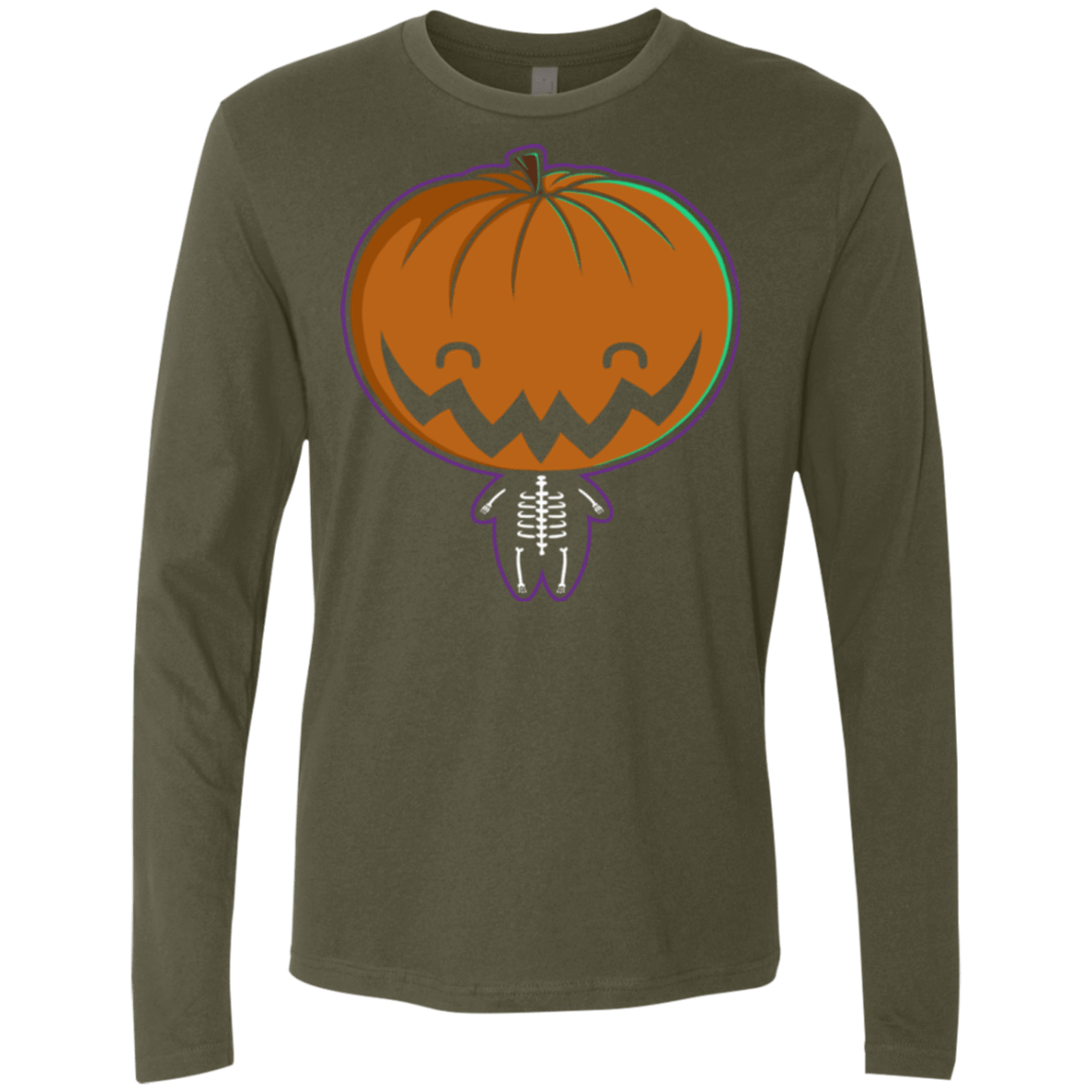 T-Shirts Military Green / Small Pumpkin Head Men's Premium Long Sleeve
