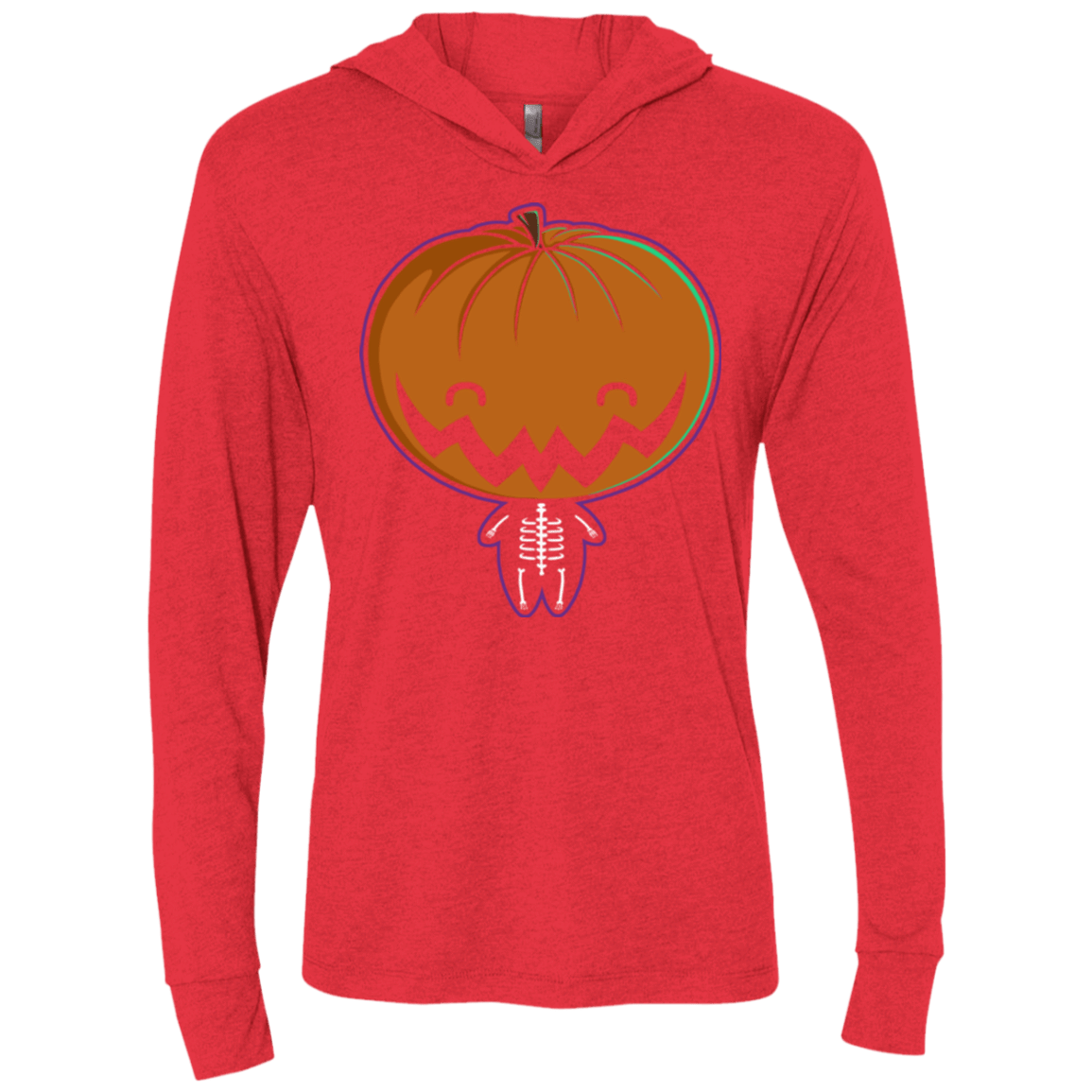 T-Shirts Vintage Red / X-Small Pumpkin Head Triblend Long Sleeve Hoodie Tee