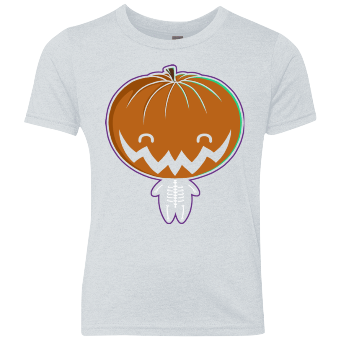 T-Shirts Heather White / YXS Pumpkin Head Youth Triblend T-Shirt