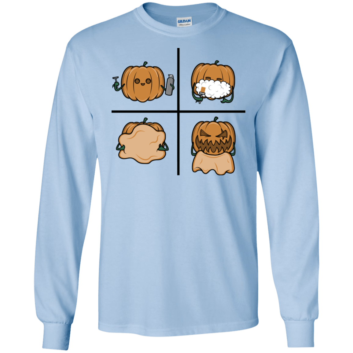 T-Shirts Light Blue / S Pumpkin Shave Men's Long Sleeve T-Shirt