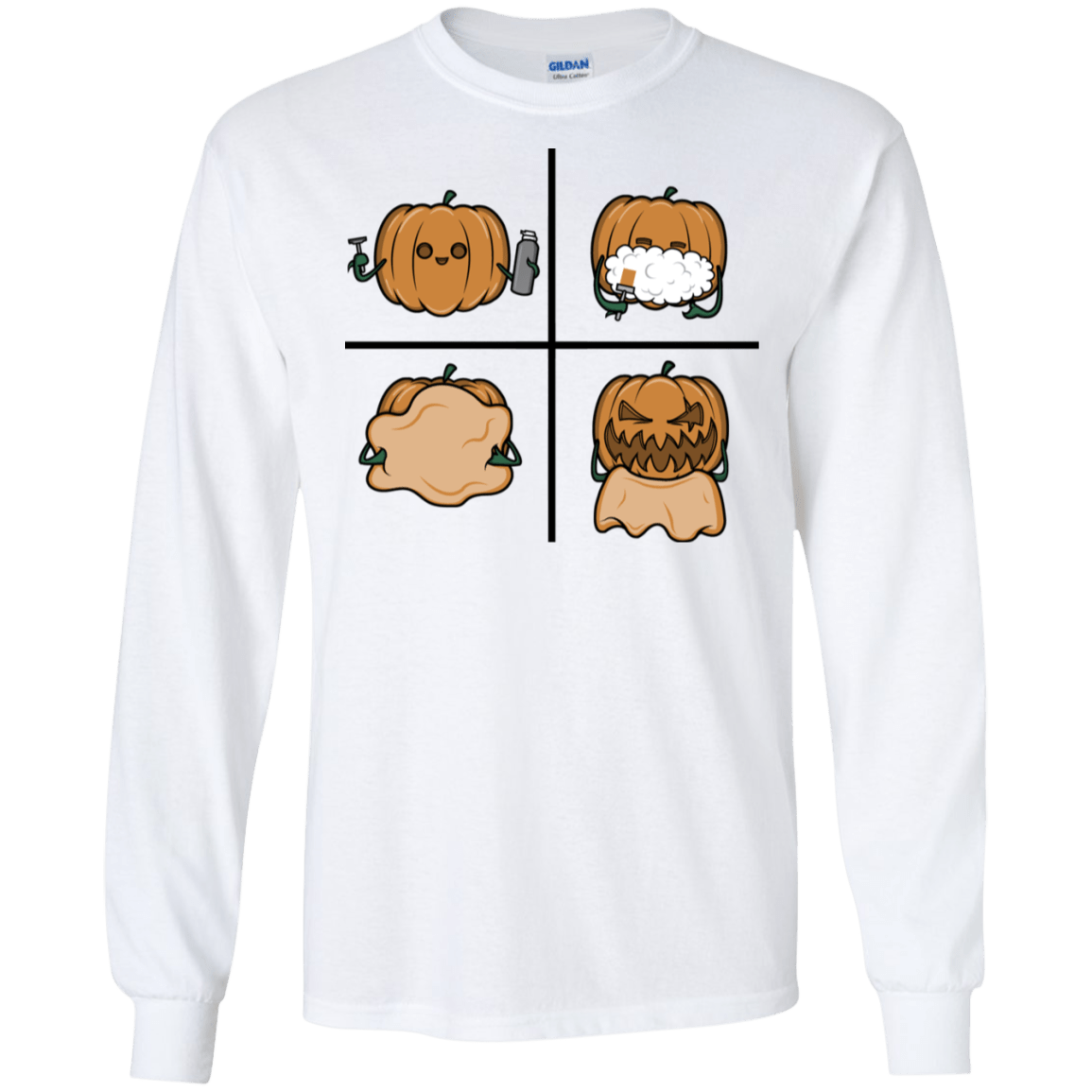 T-Shirts White / S Pumpkin Shave Men's Long Sleeve T-Shirt