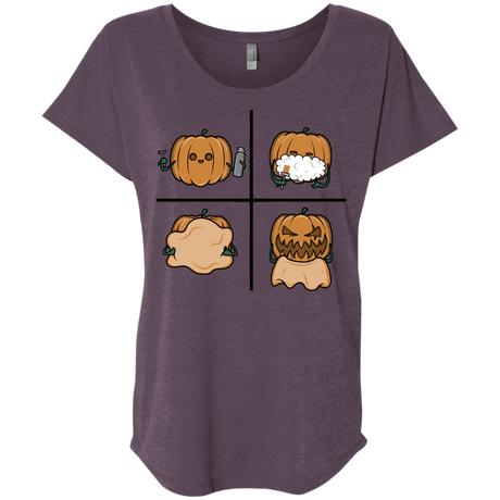 T-Shirts Vintage Purple / X-Small Pumpkin Shave Triblend Dolman Sleeve