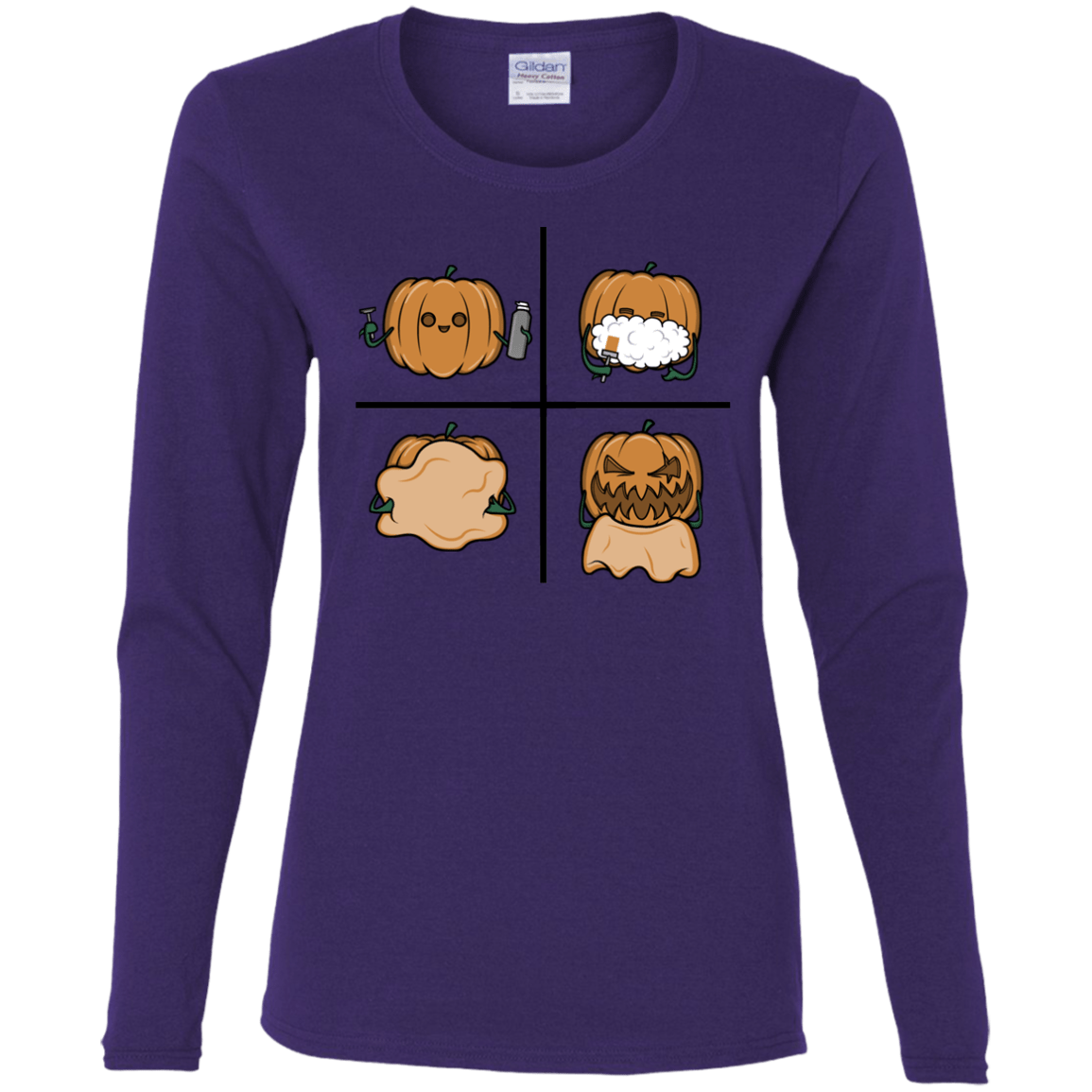 T-Shirts Purple / S Pumpkin Shave Women's Long Sleeve T-Shirt