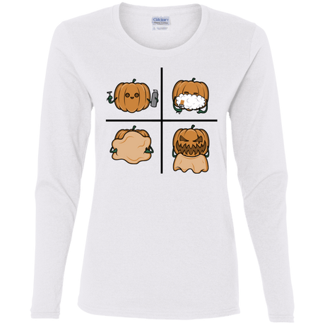 T-Shirts White / S Pumpkin Shave Women's Long Sleeve T-Shirt
