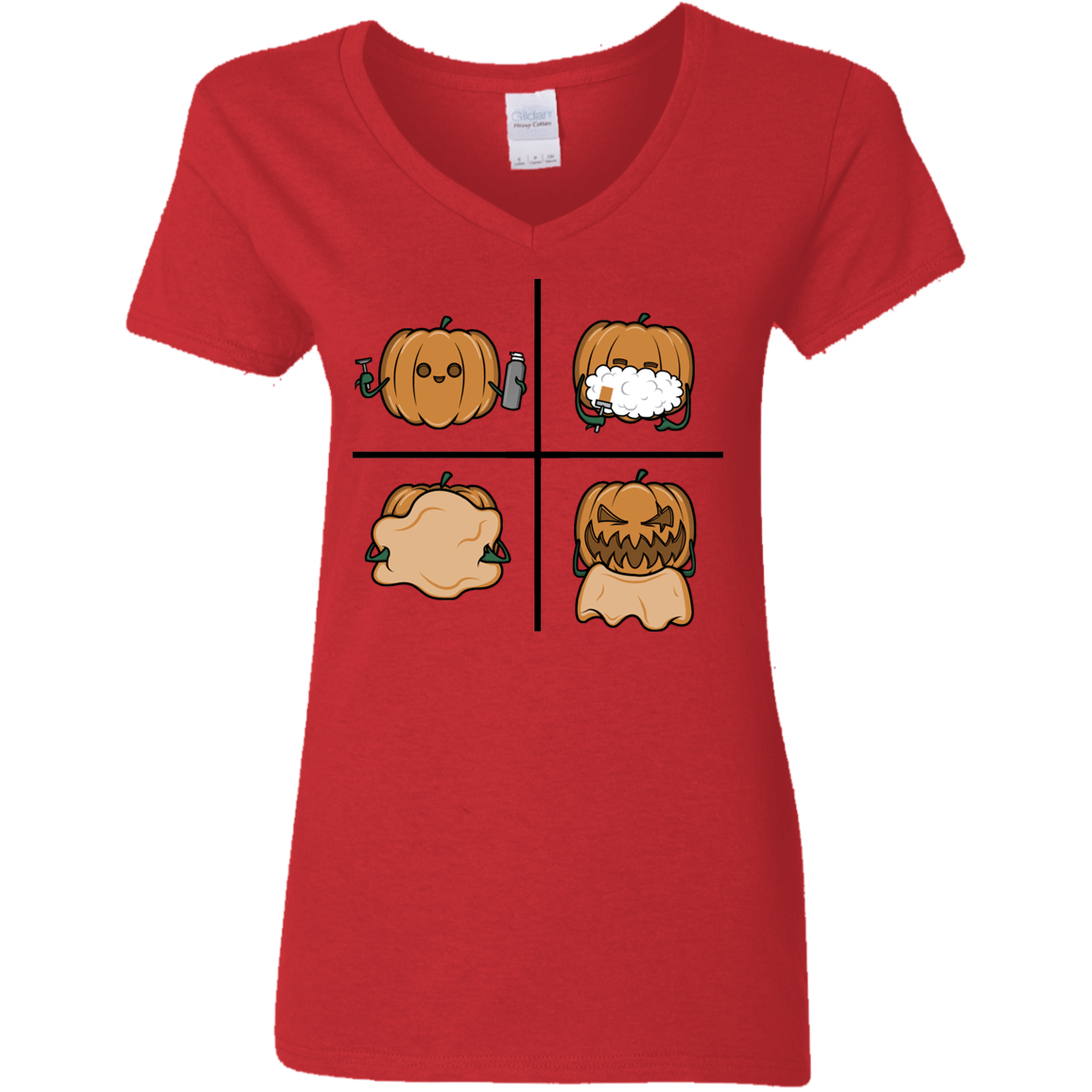 T-Shirts Red / S Pumpkin Shave Women's V-Neck T-Shirt