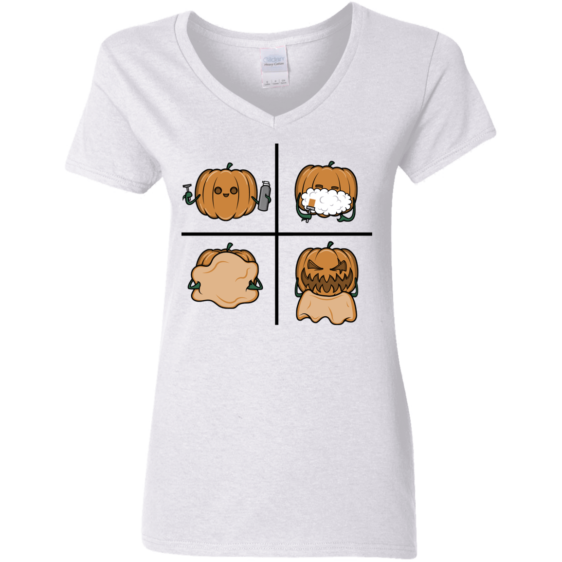 T-Shirts White / S Pumpkin Shave Women's V-Neck T-Shirt