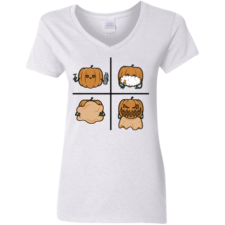 T-Shirts White / S Pumpkin Shave Women's V-Neck T-Shirt