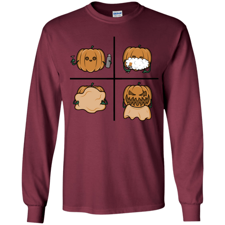 T-Shirts Maroon / YS Pumpkin Shave Youth Long Sleeve T-Shirt