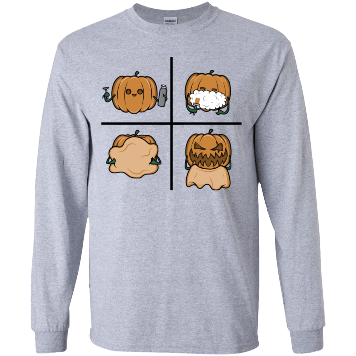 T-Shirts Sport Grey / YS Pumpkin Shave Youth Long Sleeve T-Shirt