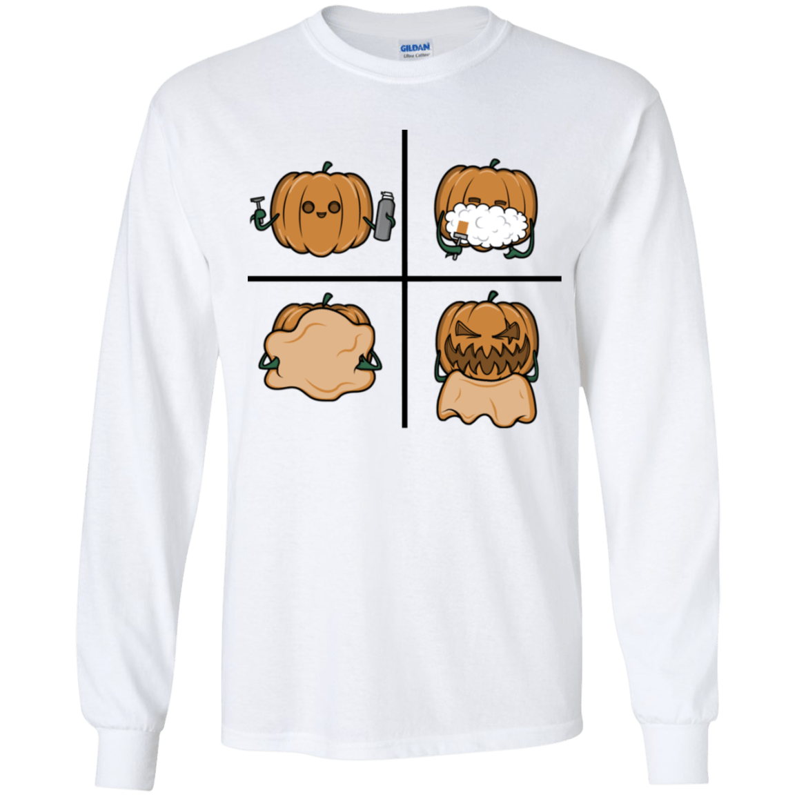 T-Shirts White / YS Pumpkin Shave Youth Long Sleeve T-Shirt