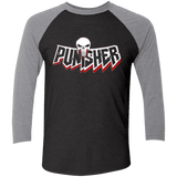 T-Shirts Vintage Black/Premium Heather / X-Small Punisher Men's Triblend 3/4 Sleeve