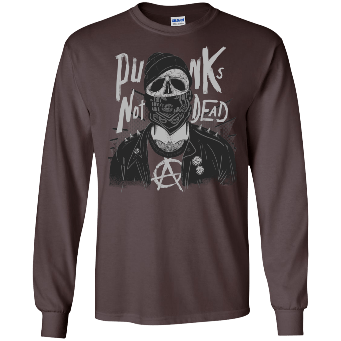 T-Shirts Dark Chocolate / S PUNK SKULL Men's Long Sleeve T-Shirt