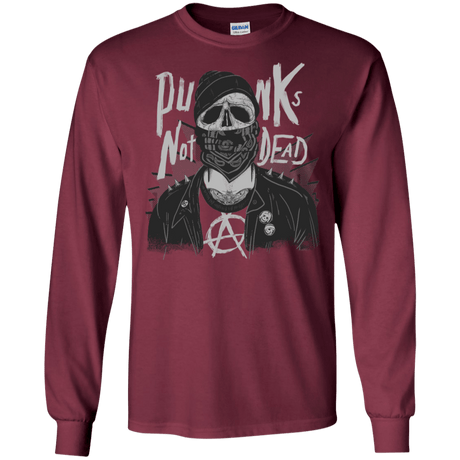 T-Shirts Maroon / S PUNK SKULL Men's Long Sleeve T-Shirt