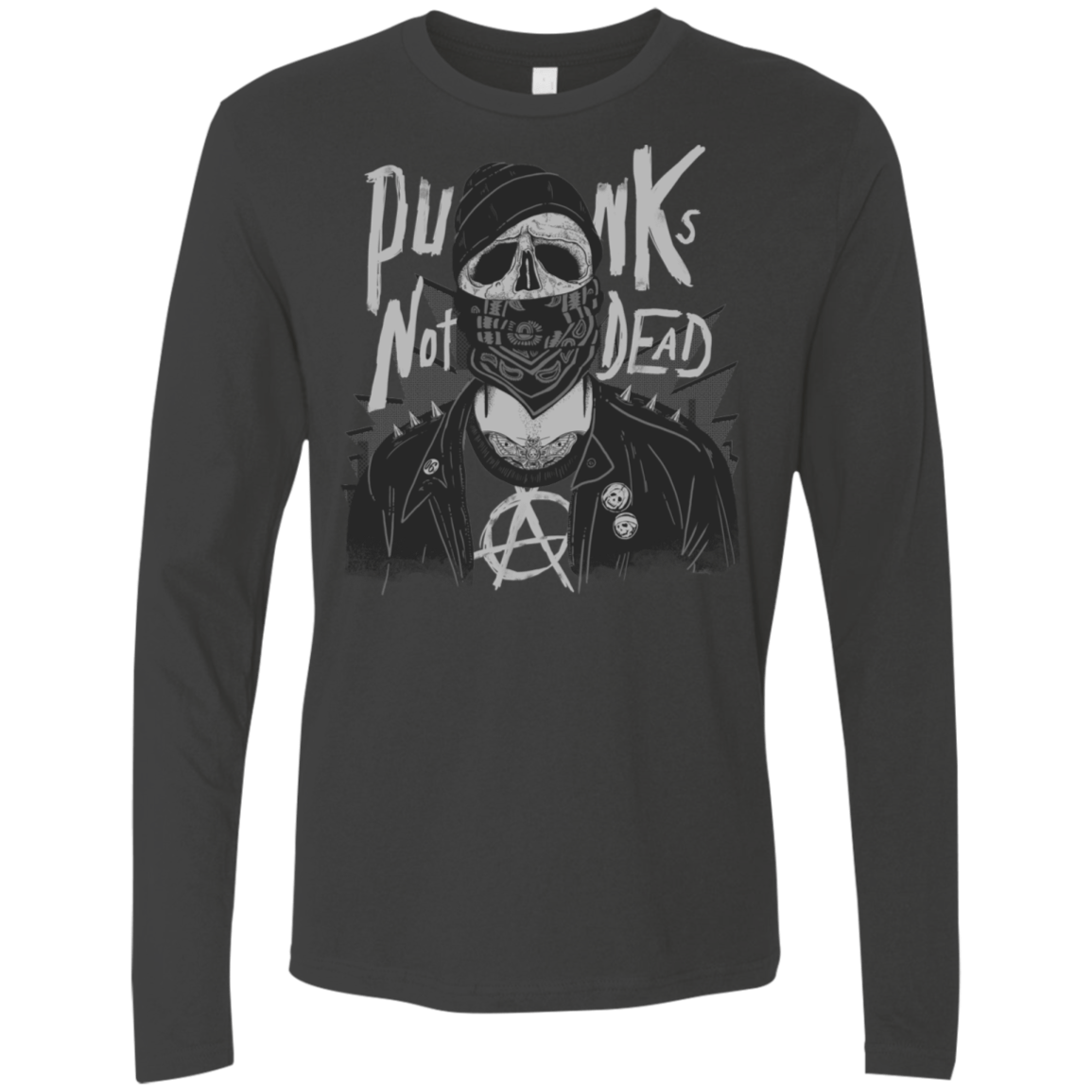 T-Shirts Heavy Metal / S PUNK SKULL Men's Premium Long Sleeve
