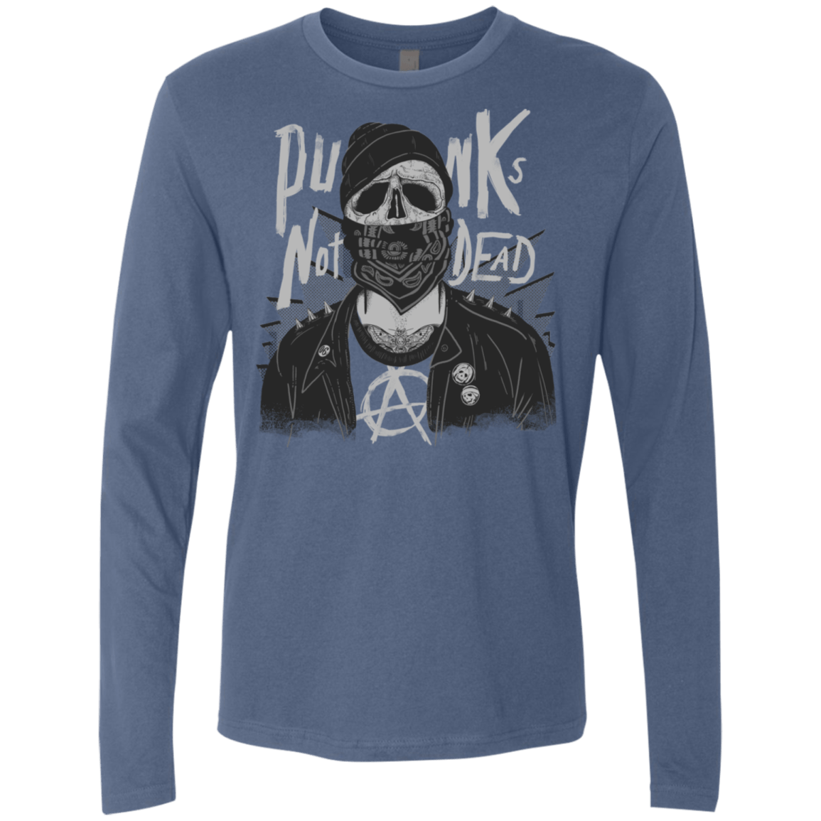 T-Shirts Indigo / S PUNK SKULL Men's Premium Long Sleeve