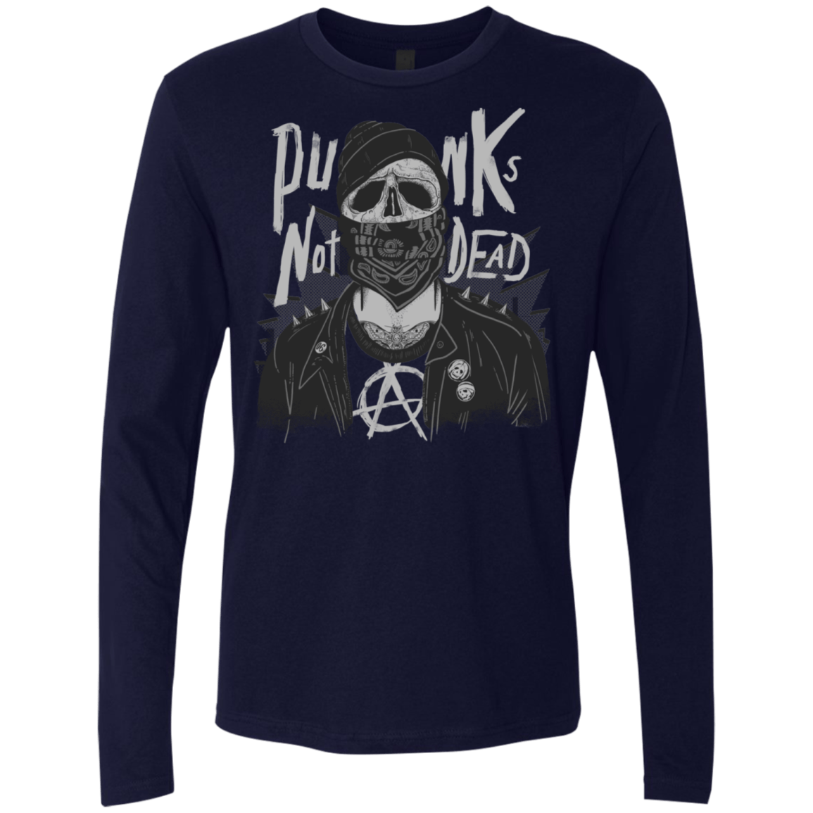 T-Shirts Midnight Navy / S PUNK SKULL Men's Premium Long Sleeve