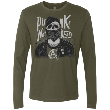 T-Shirts Military Green / S PUNK SKULL Men's Premium Long Sleeve