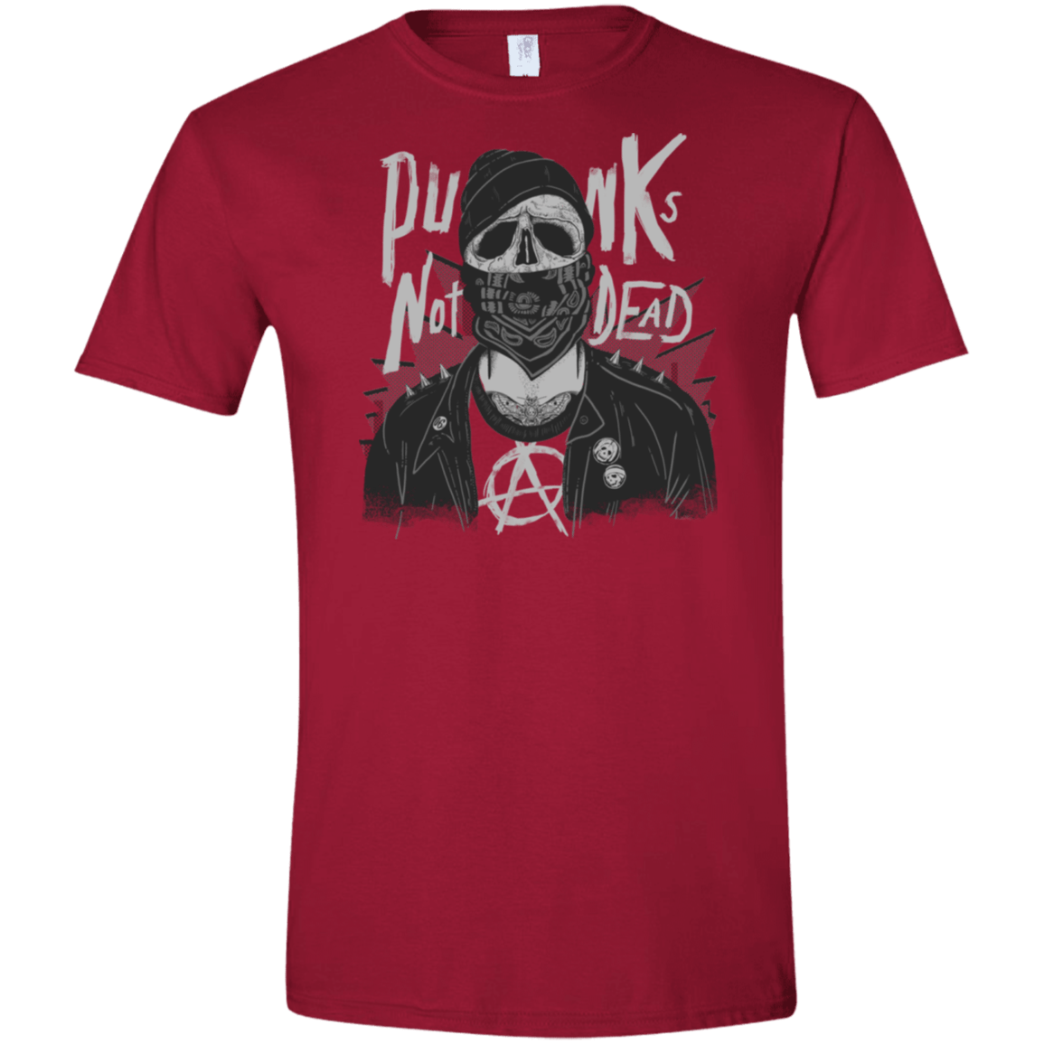 T-Shirts Cardinal Red / S PUNK SKULL Men's Semi-Fitted Softstyle